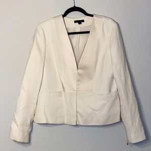Ann Taylor Cream Knit Blazer Size 12 Professional Jacket